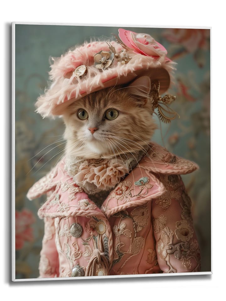 Orangewallz Druk artystyczny "Cat Fashion" w ramce rozmiar: 40x50 cm