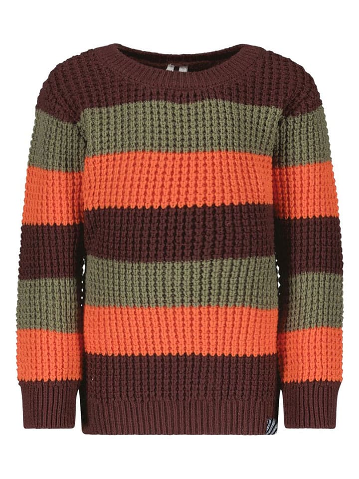 B.Nosy Sweter "Kay" w kolorze ciemnobrązowo-oliwkowo-pomarańczowym rozmiar: 110/116