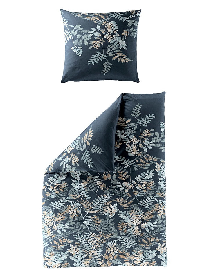 Bierbaum Komplet pościeli satynowej w kolorze granatowym rozmiar: 135x200 cm