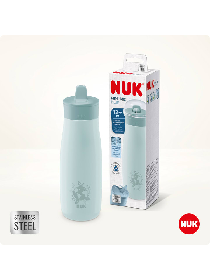 NUK Bidon "Mini-Me Flip Cup Globus" w kolorze błękitnym - 450 ml rozmiar: onesize