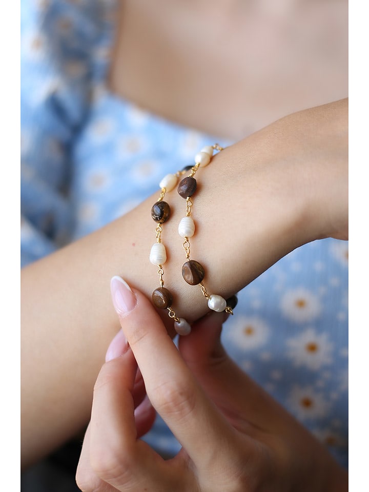 Pierres delicates Pozłacana bransoletka z tygrysim okiem rozmiar: onesize