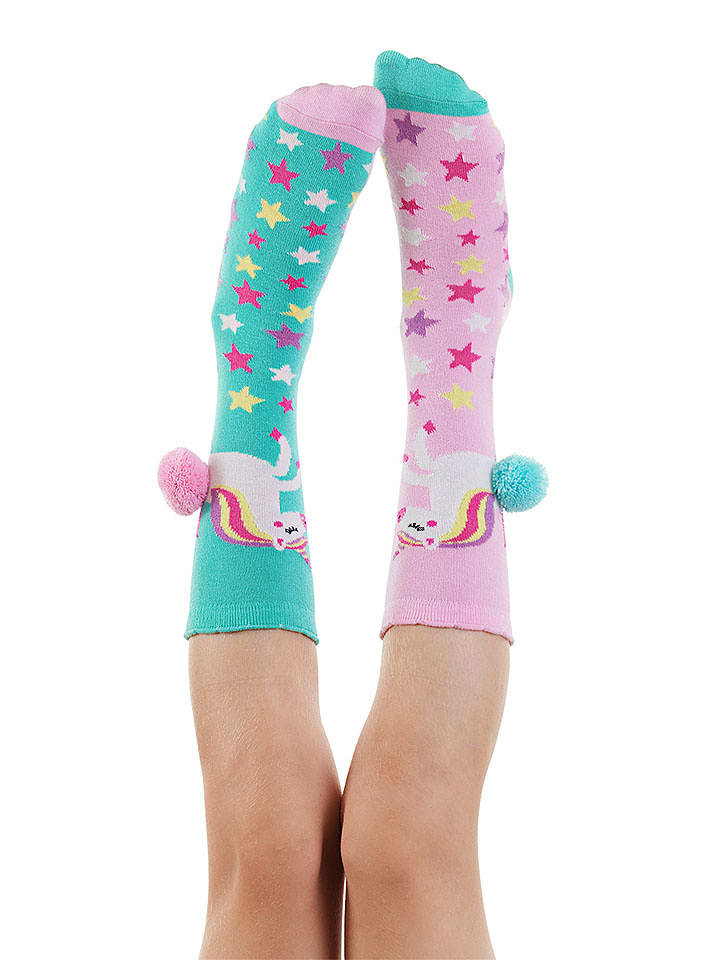 Denokids Skarpety w kolorze jasnoróżowo-turkusowym rozmiar: 128-134