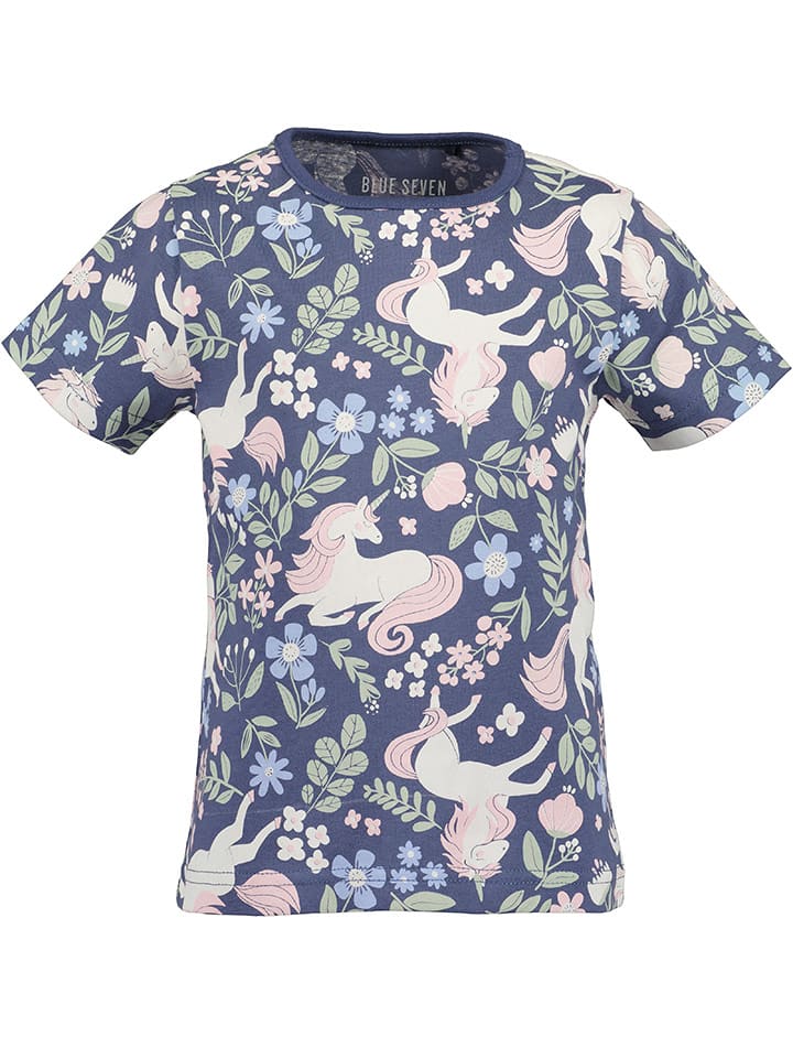 Blue Seven Koszulka w kolorze granatowym ze wzorem rozmiar: 92