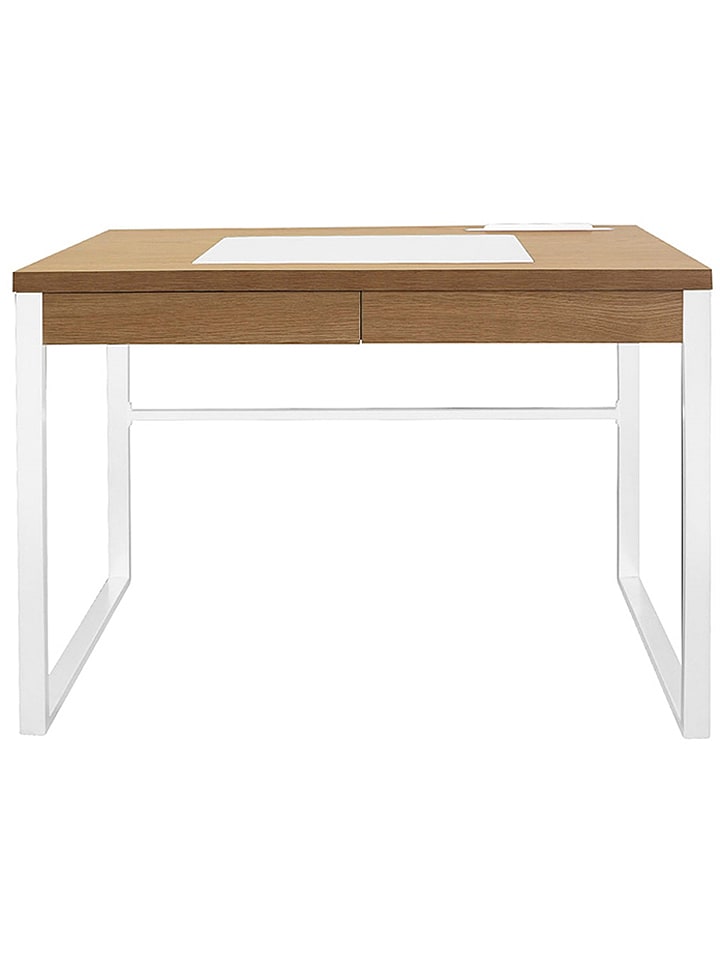 THE HOME DECO FACTORY Biurko w kolorze beżowo-białym - 100 x 74 x 50,3 cm rozmiar: onesize