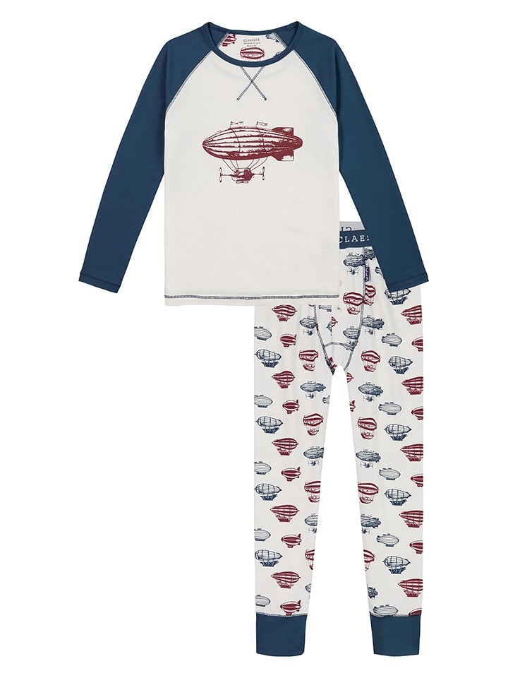 Claesens Piżama w kolorze biało-granatowym rozmiar: 140