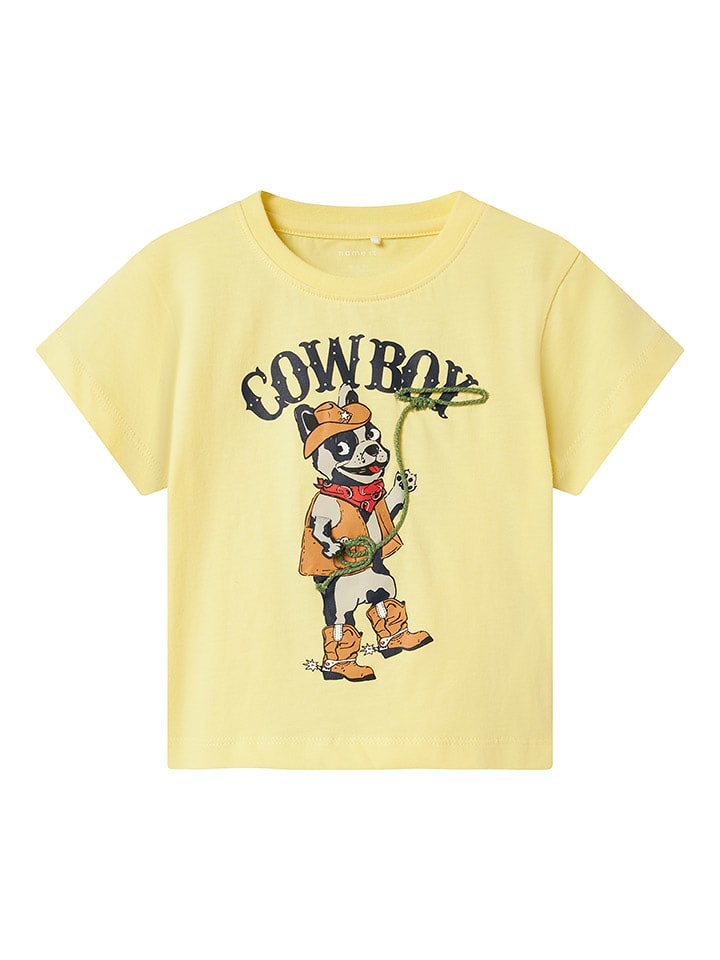 name it Koszulka "Huggi" w kolorze żółtym ze wzorem rozmiar: 110