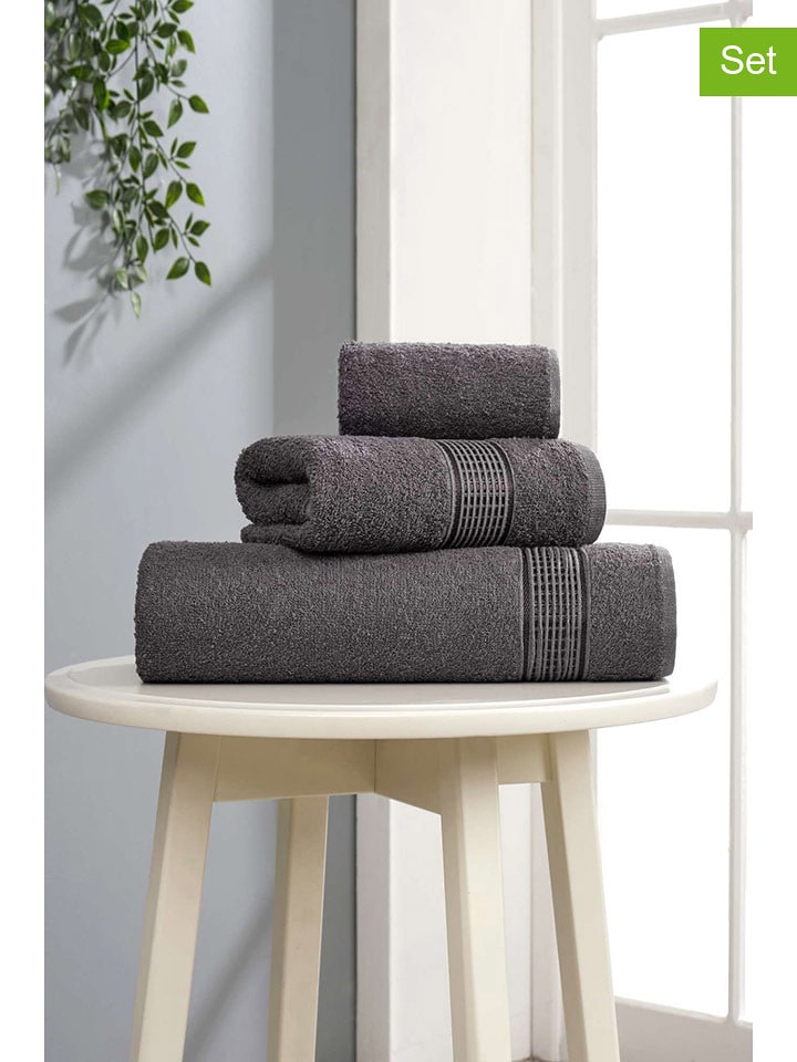 Elizabed 3-częściowy zestaw ręczników "Ezgi" w kolorze antracytowym rozmiar: onesize