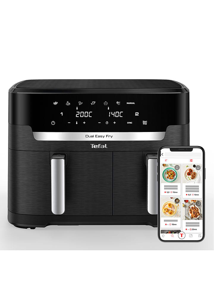 Tefal Dwukomorowa frytkownica beztłuszczowa "Dual Easy Fry" w kolorze czarnym - 11 l rozmiar: onesize