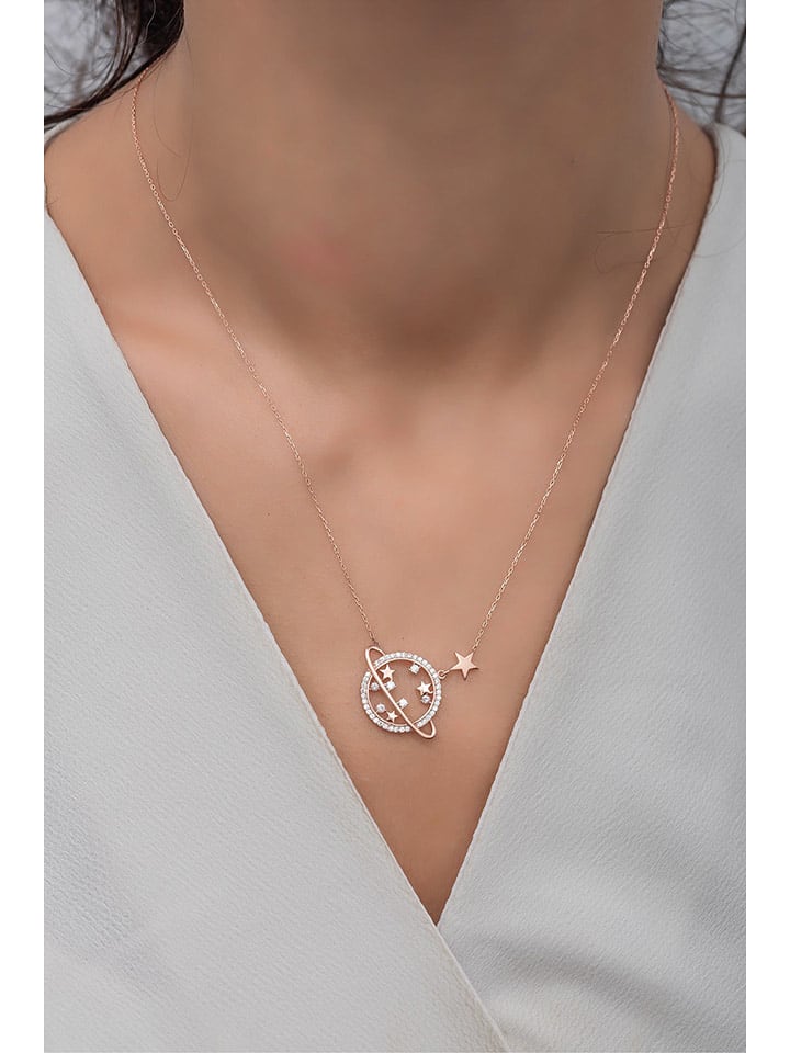 Heliophilia Srebrny naszyjnik z elementem ozdobnym - dł. 42 cm rozmiar: onesize