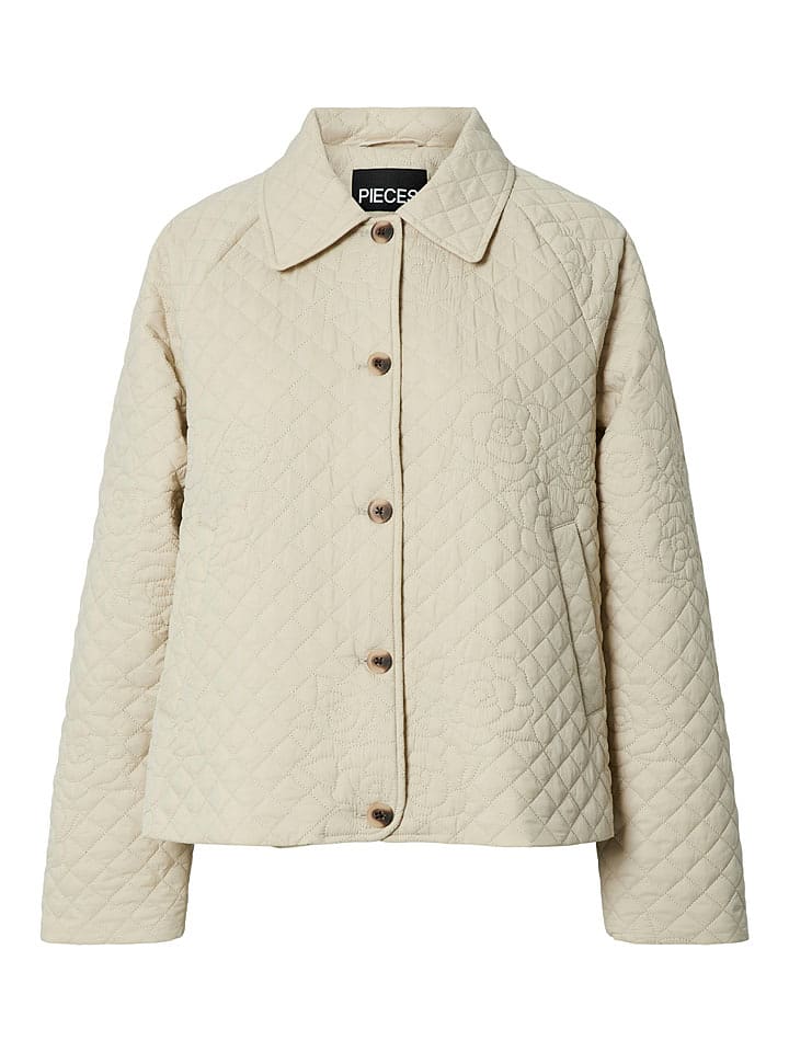 Pieces Kurtka pikowana "Pcjaima" w kolorze kremowym rozmiar: M