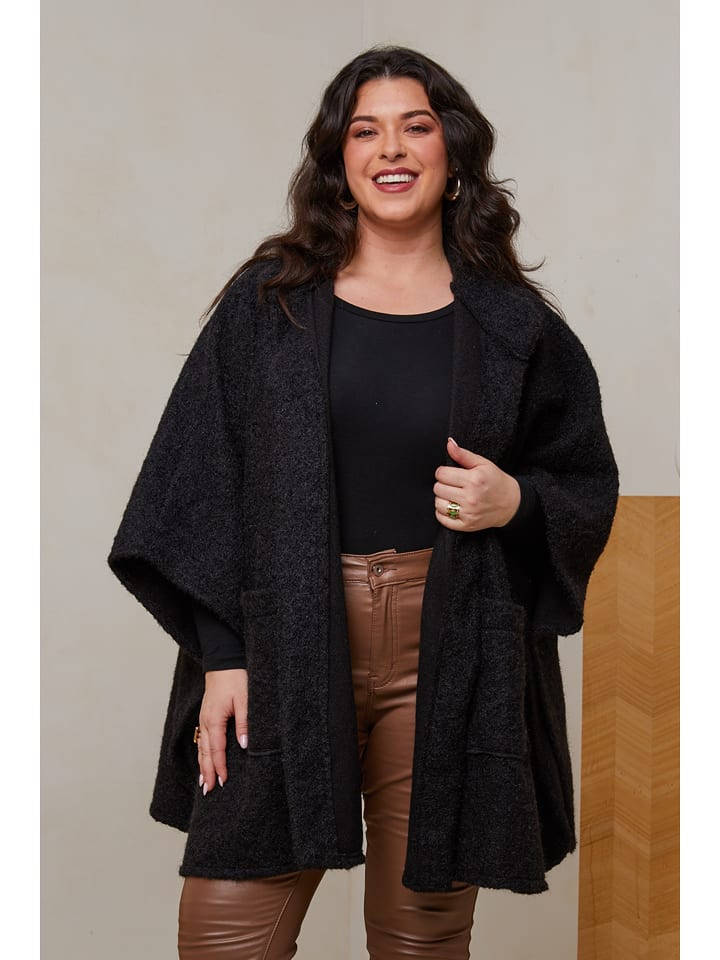 Curvy Lady Ponczo w kolorze czarnym rozmiar: 44/46