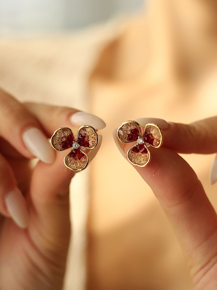 Pierres delicates Pozłacane kolczyki-wkrętki z cyrkoniami rozmiar: onesize