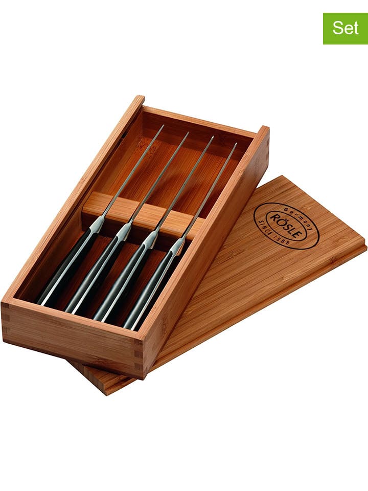 Rösle Noże (4 szt.) w kolorze czarnym do steków - dł. 23 cm rozmiar: onesize