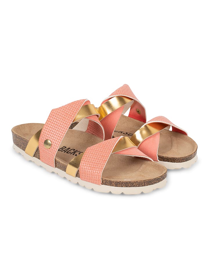 BACKSUN Klapki "Balina" w kolorze złoto-jasnoróżowym rozmiar: 40