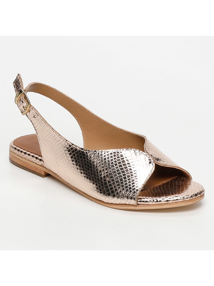 CALANK Skórzane sandały w kolorze złotym rozmiar: 41