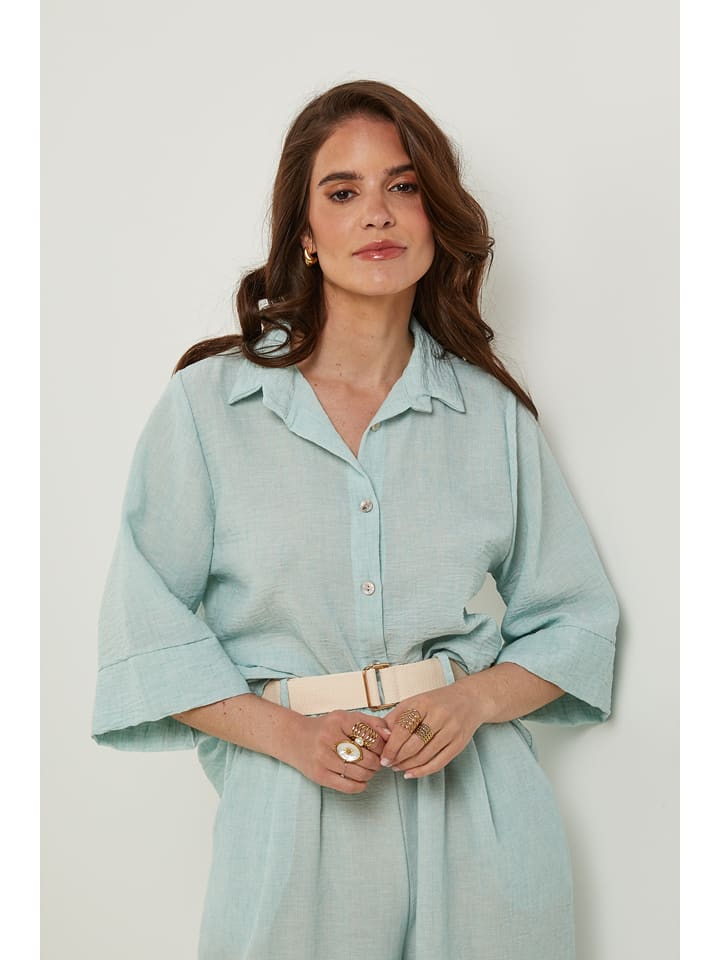 Rodier Lin Lniana bluzka w kolorze turkusowym rozmiar: L/XL