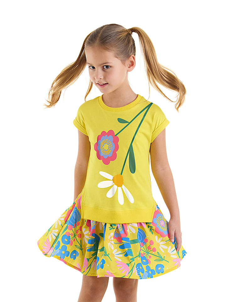 Denokids Sukienka "Flower Garden" w kolorze żółtym rozmiar: 98