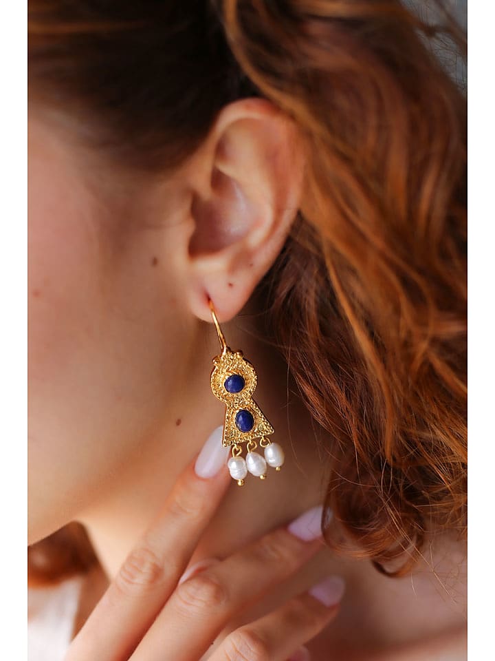 Pierres delicates Pozłacane kolczyki z lapis lazuli rozmiar: onesize