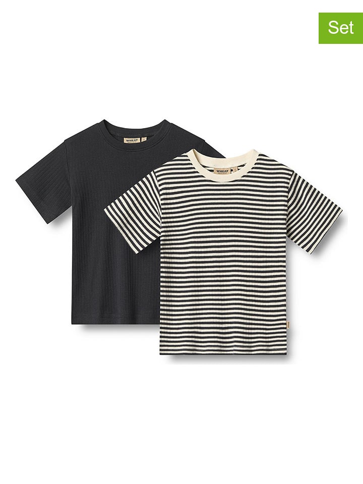 Wheat Koszulki (2 szt.) "Fabian" w kolorze czarno-beżowym rozmiar: 104