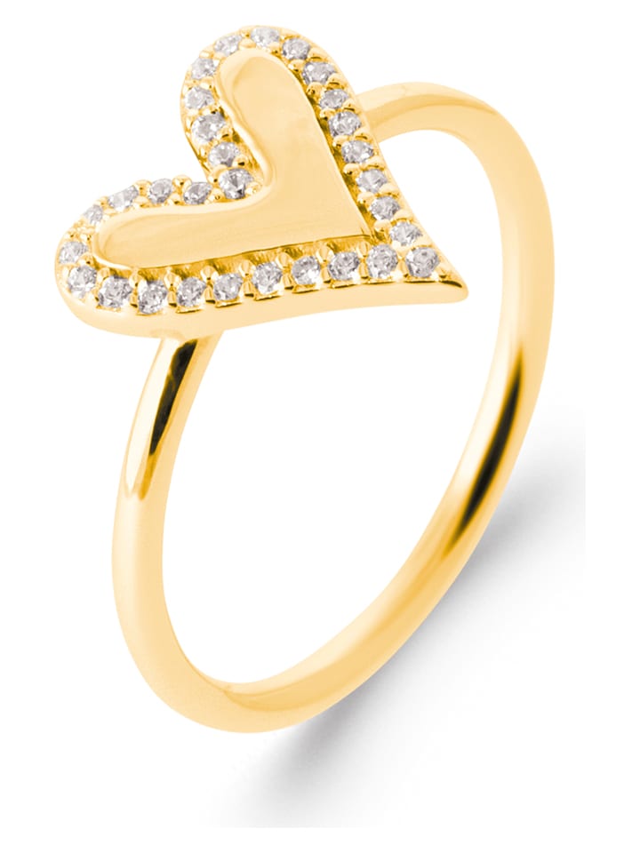 L'Atélier Précieux Pozłacany pierścionek z cyrkoniami rozmiar: 58