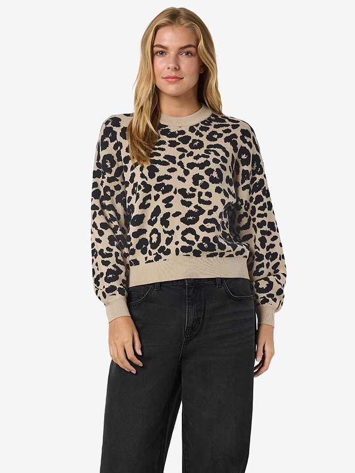 Noisy may Sweter w kolorze beżowo-czarnym rozmiar: XL