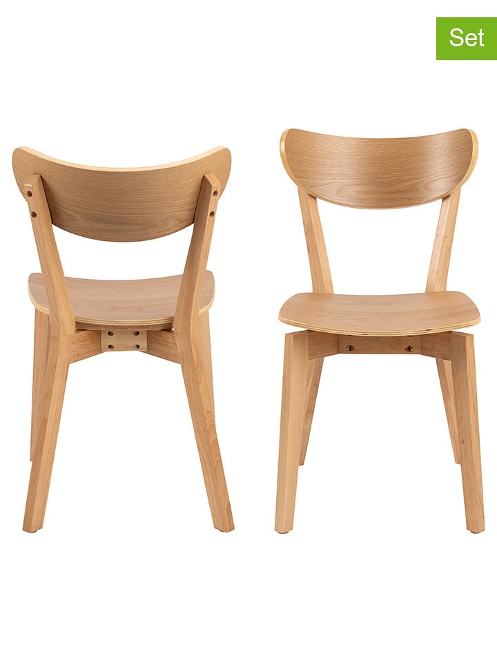 Actona Krzesła (2 szt.) w kolorze jasnobrązowym do jadalni - 55 x 79,5 x 45 cm rozmiar: onesize