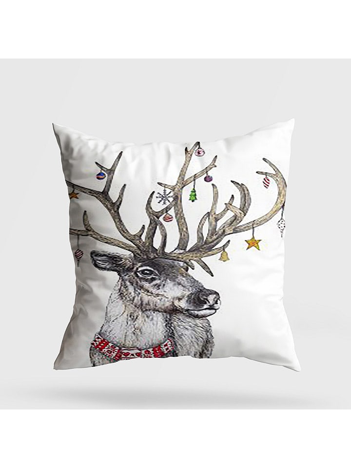 ABERTO DESIGN Poduszka w kolorze białym ze wzorem rozmiar: 43x43 cm