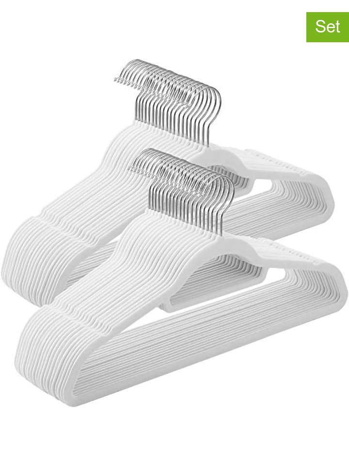 SONGMICS Wieszaki (50 szt.) w kolorze biało-srebrnym na ubrania - 43,5 x 22,5 cm rozmiar: onesize