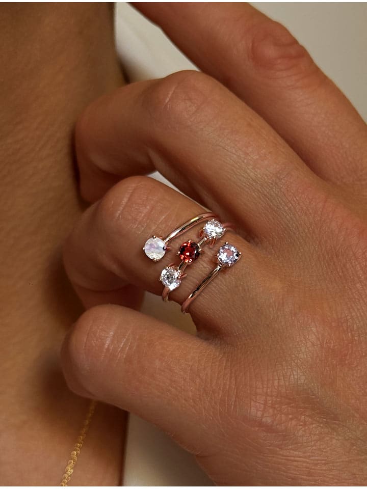 Les Petites Précieuses Srebrny pierścionek z kamieniami szlachetnymi rozmiar: 52