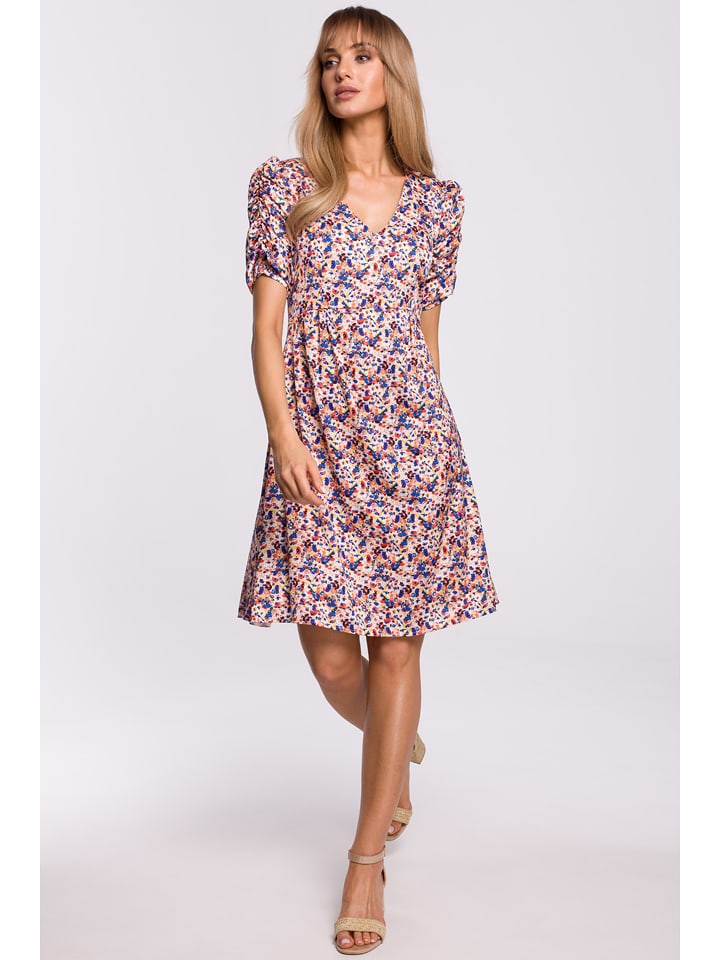 made of emotion Sukienka w kolorze biało-niebiesko-czerwonym rozmiar: S