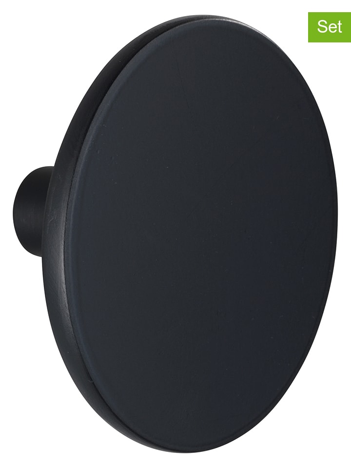 Wenko Haczyki ścienne (2 szt.) "Melle" w kolorze czarnym - Ø 8 cm rozmiar: onesize