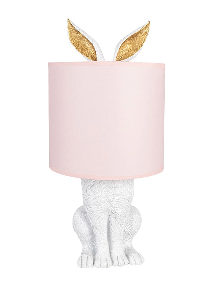 Clayre & Eef Lampa stołowa w kolorze biało-jasnoróżowym - 43 x Ø 20 cm rozmiar: onesize