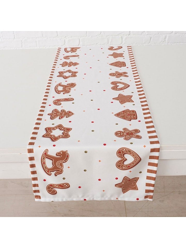 Boltze Bieżnik "Ginger" w kolorze jasnobrązowo-białym - 140 x40 cm rozmiar: onesize