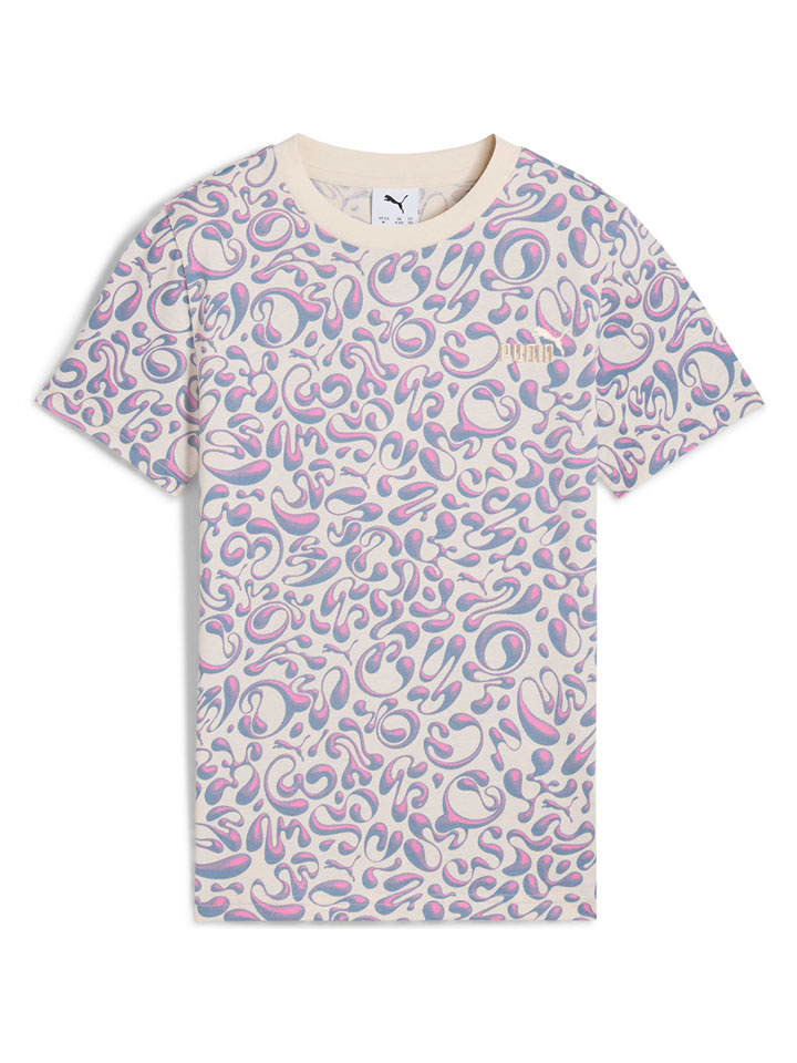 Puma Koszulka w kolorze beżowo-niebiesko-różowym rozmiar: 140