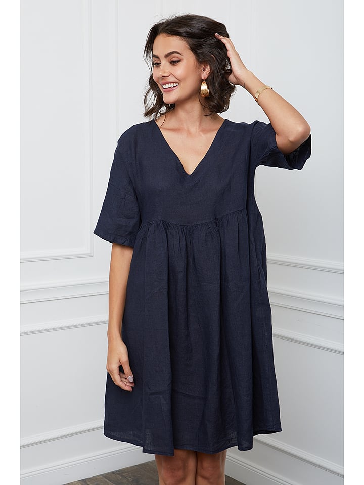 Fleur de Lin Lniana sukienka "Etsy" w kolorze granatowym rozmiar: XXL