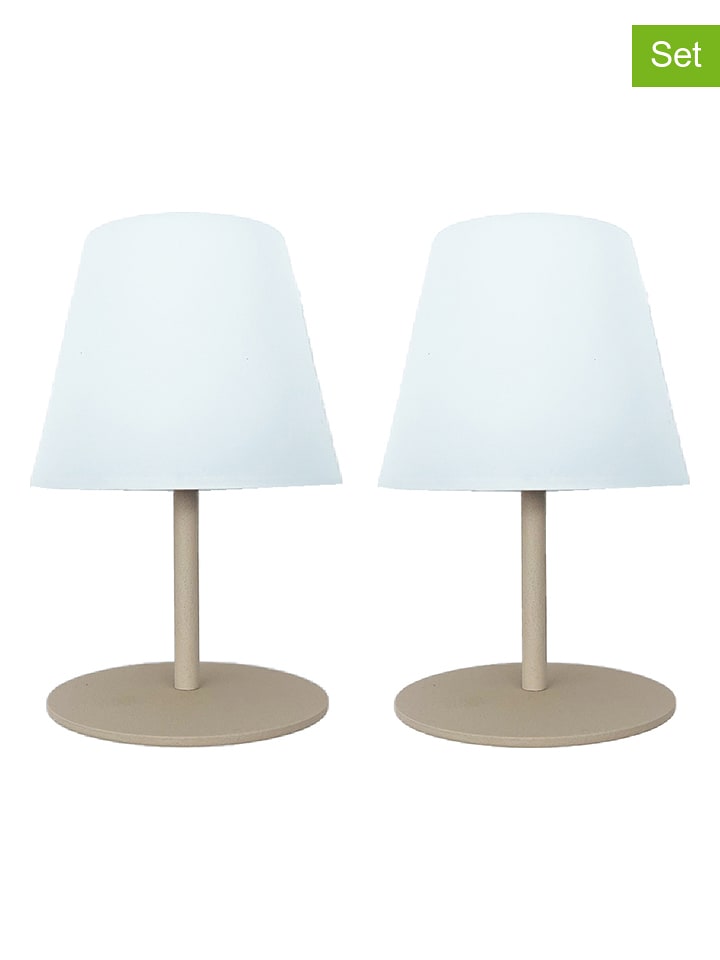 lumisky Lampy stołowe LED (2 szt.) w kolorze biało-beżowym - Ø 11 x wys. 16 cm rozmiar: onesize