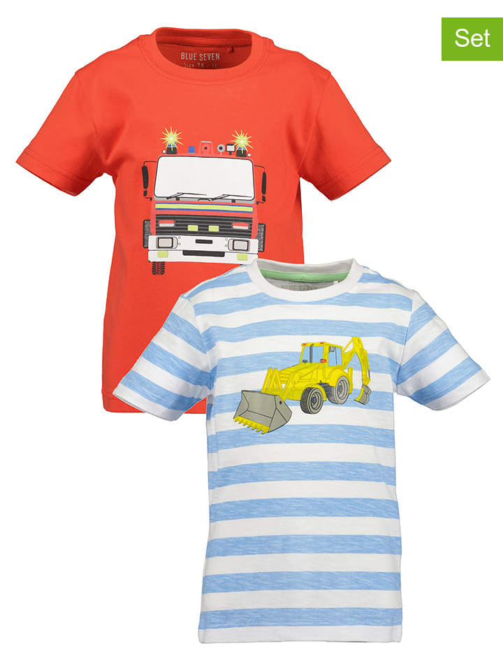 Blue Seven Koszulki (2 szt.) w kolorze czerwono-biało-niebieskim rozmiar: 116