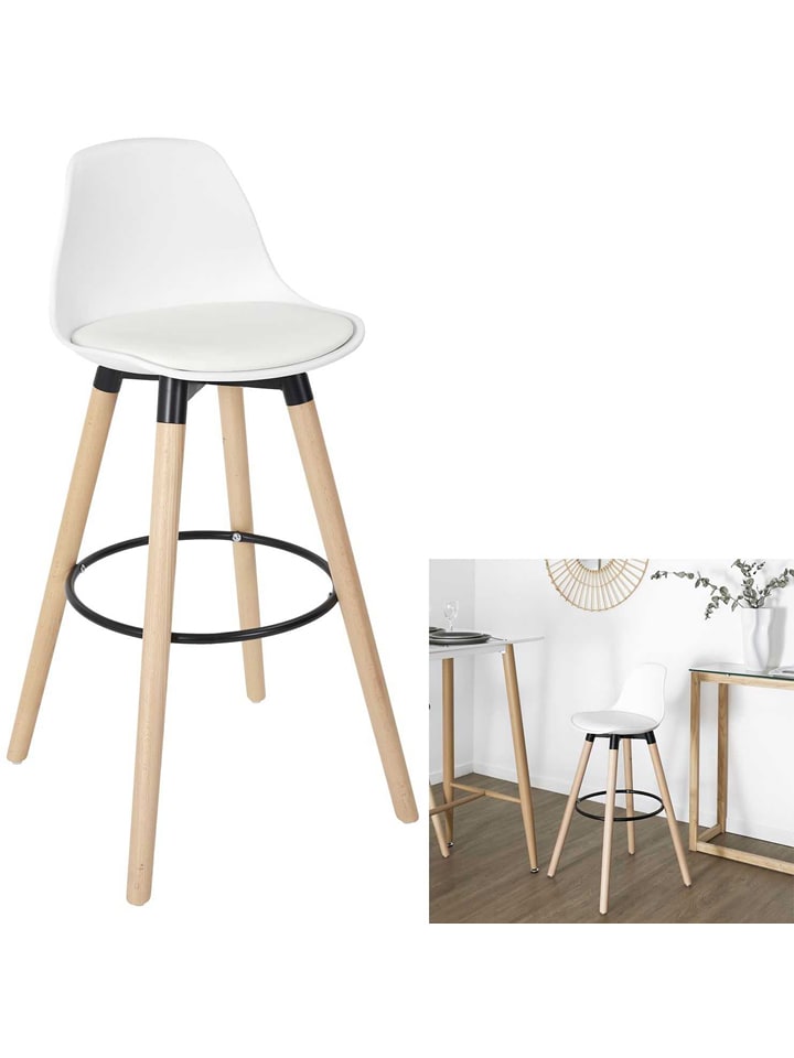 Ethnical Life Hocker barowy w kolorze białym - 37 x 91 x 41 cm rozmiar: onesize