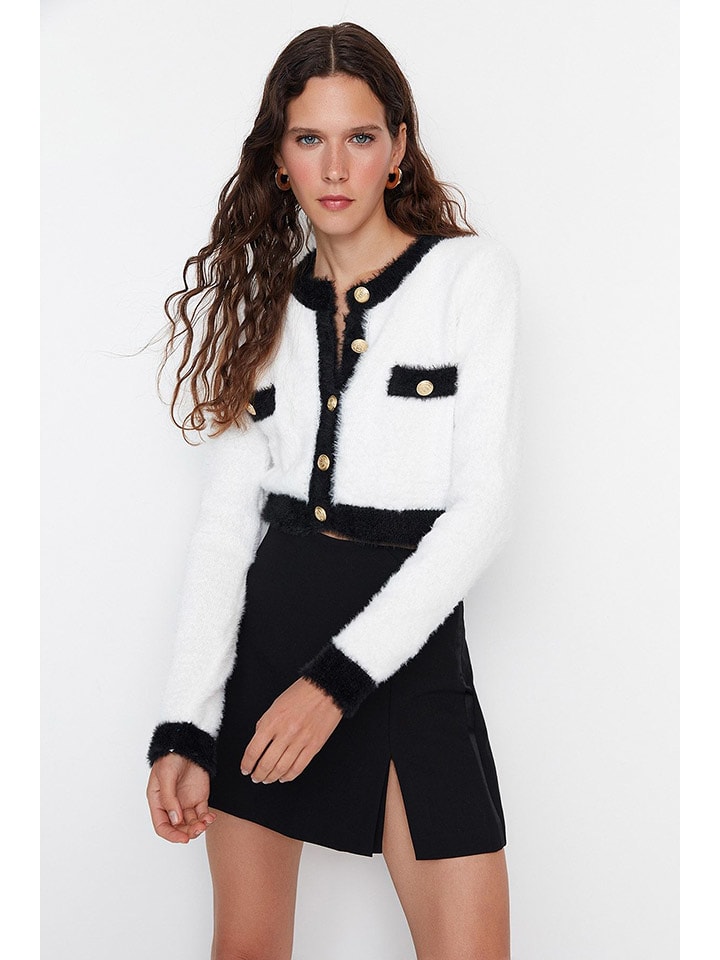 trendyol Kardigan w kolorze biało-czarnym rozmiar: L