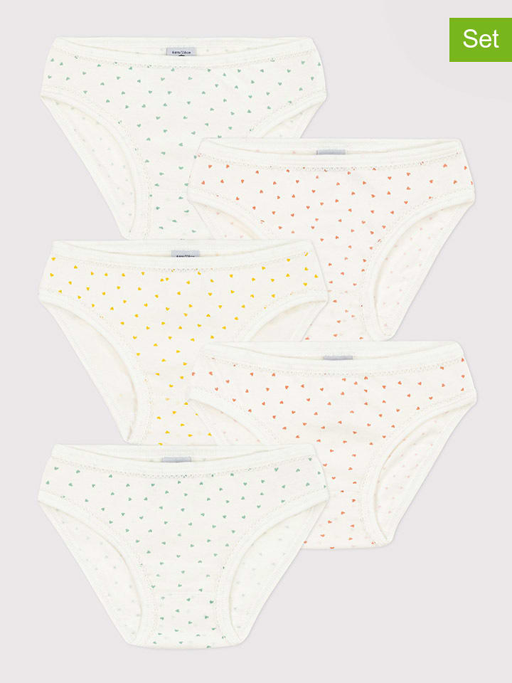 PETIT BATEAU Majtki (5 par) w kolorze kremowym ze wzorem rozmiar: 86