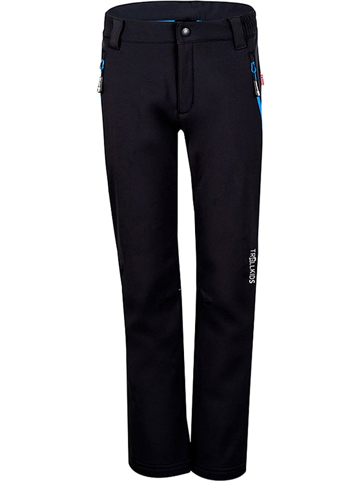 Trollkids Spodnie softshellowe "Fjell" w kolorze czarnym rozmiar: 128