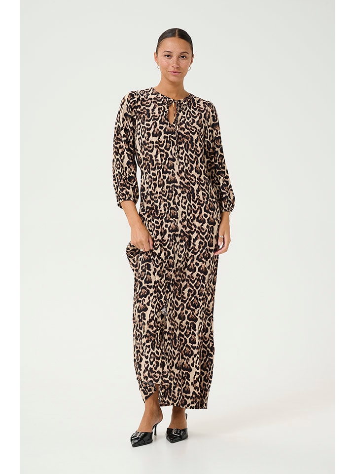 Kaffe Sukienka w kolorze beżowo-czarno-brązowym rozmiar: 34