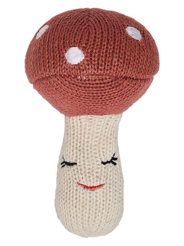 OYOY mini Grzechotka "Mushroom" w kolorze kremowo-czerwonym - 0+ rozmiar: onesize