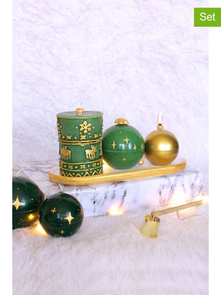 Lucky Bees Świece (3 szt.) w kolorze złoto-zielonym rozmiar: onesize