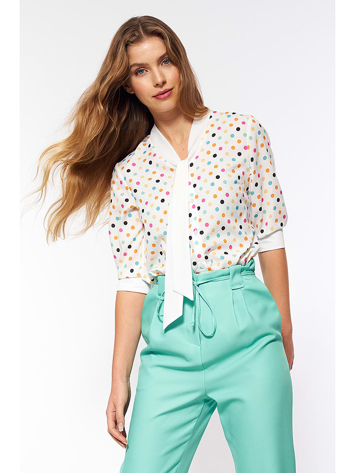 Nife Bluzka w kolorze kremowym ze wzorem rozmiar: 42