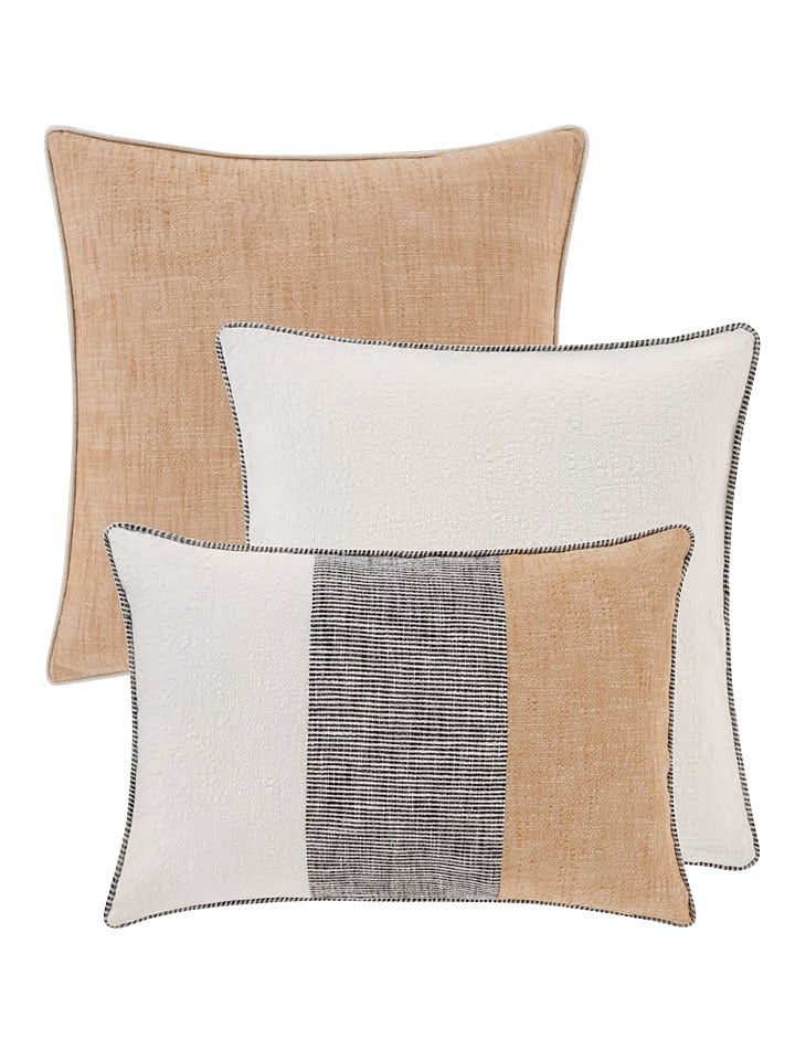 Jotex Poszewki (3 szt.) "Chambray" w kolorze beżowo-biało-szarym na poduszkę rozmiar: onesize