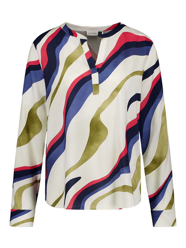 Gerry Weber Bluzka w kolorze oliwkowo-kremowo-niebieskim rozmiar: 42