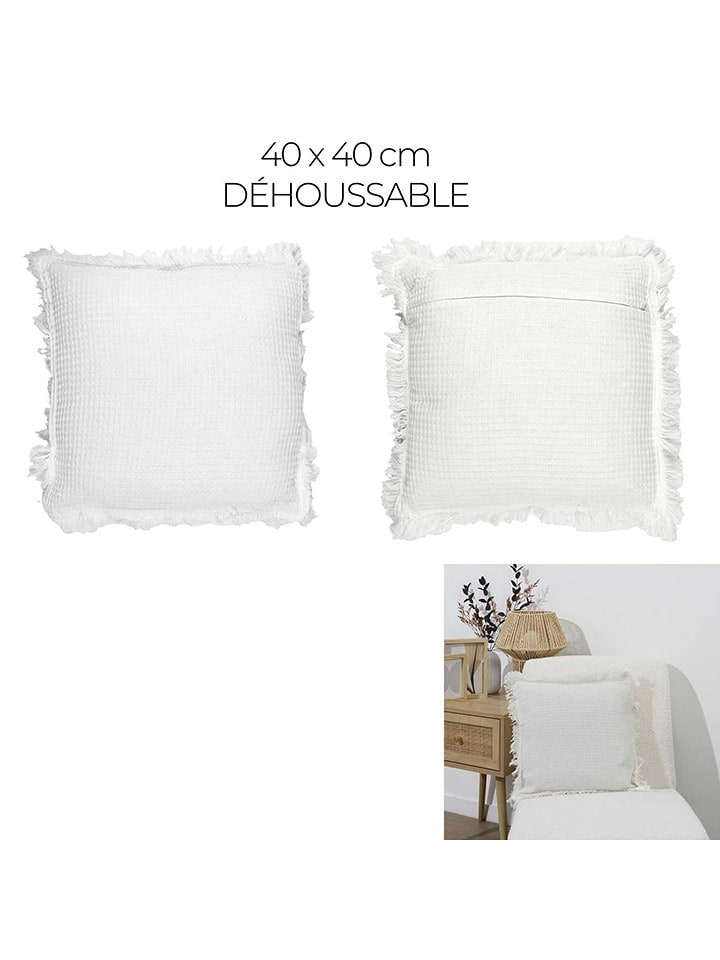 Garden Spirit Poduszka "Gaufre" w kolorze białym - 40 x 40 cm rozmiar: onesize