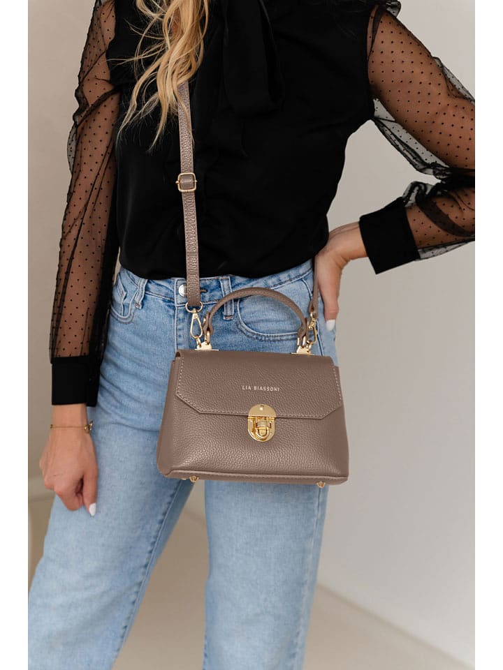 Lia Biassoni Skórzana torebka w kolorze szarobrązowym - 23 x 16 x 12 cm rozmiar: onesize