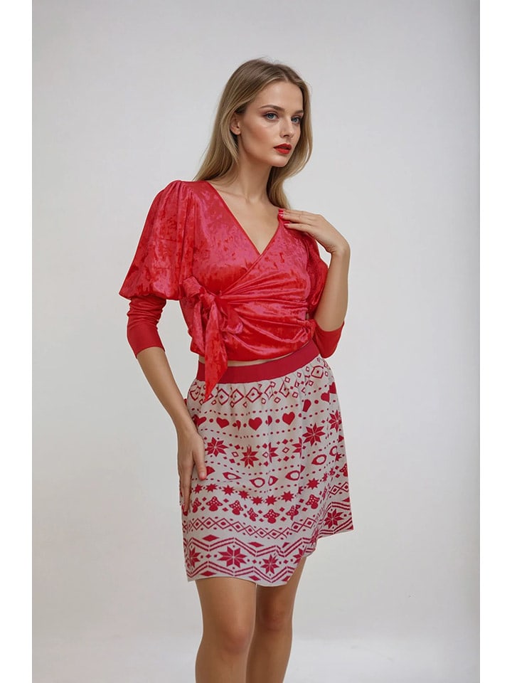 Monki Spódnica w kolorze czerwono-szarym rozmiar: XS